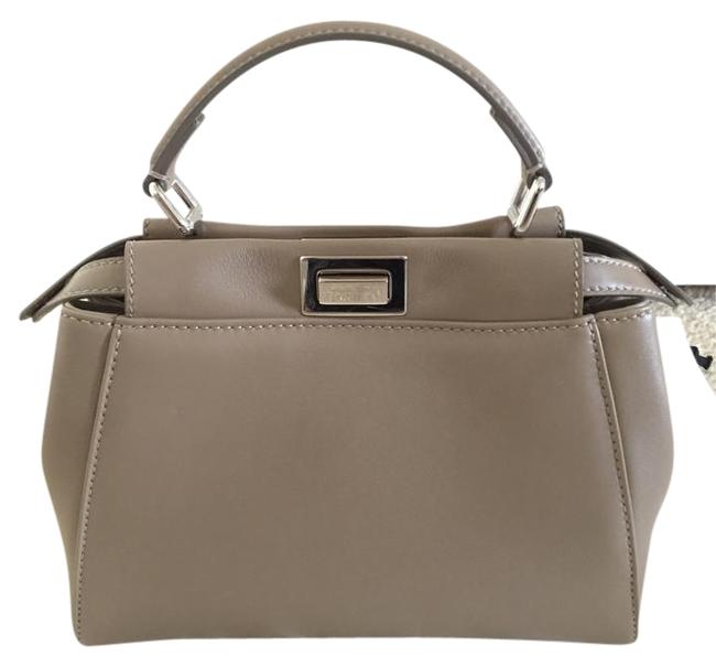 Fendi Mini Peekaboo Beige Leather Cross Body Bag 
