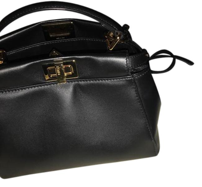 Fendi Peekaboo Mini  Black Nappa Leather Cross Body Bag 