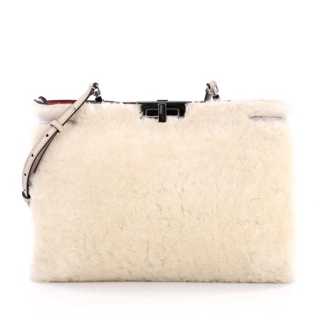 Fendi Peekaboo Off white Shearling Wool Clutch 
