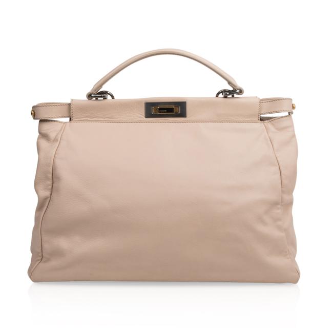 Fendi Peekaboo Pinky Calfskin Large Beige Leather Satchel 