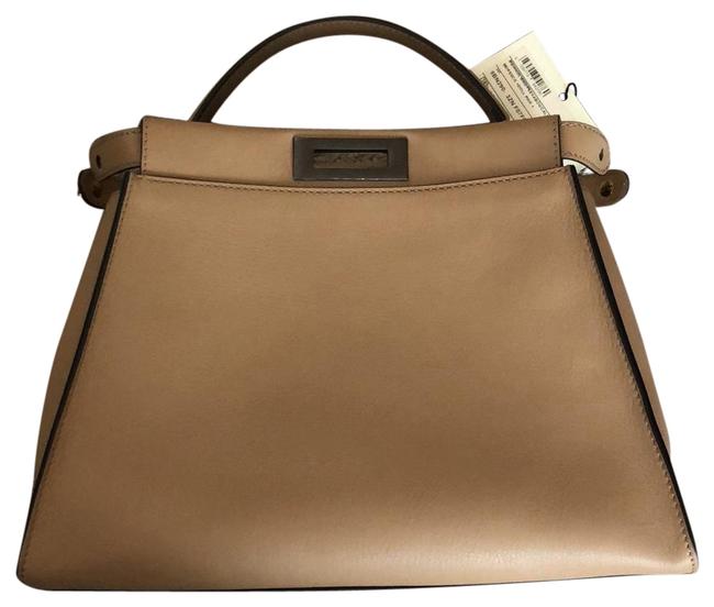 Fendi Peekaboo Regular Light Brown Leather Satchel 
