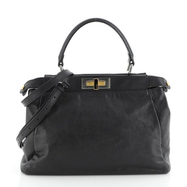 Fendi Peekaboo Soft Regular Black Leather Satchel 
