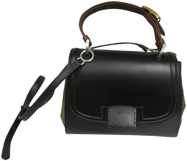 Fendi Penguin Striped "Salvana" Black and Beige Leather Satchel 
