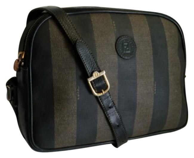 Fendi Pequin Beauty Black Tobacco Cross Body Bag 