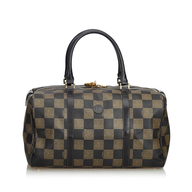 Fendi Boston Pequin Brown Plastic Hobo Bag 