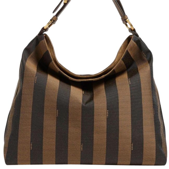 Fendi Tote Pequin Canvas Hobo Bag 