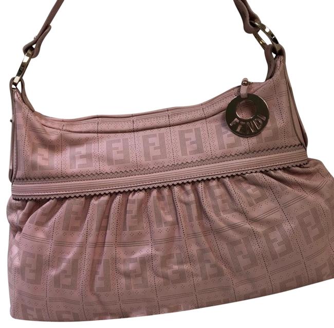 Fendi Perforated Chef Pink Calfskin Leather Hobo Bag 