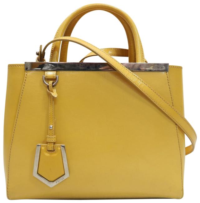 Fendi Petite 2jour Tote Yellow Calfskin Leather Satchel 