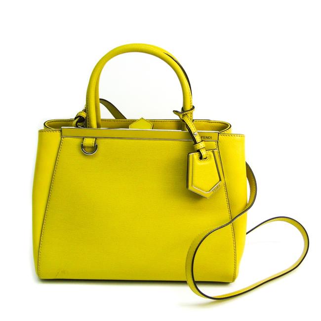 Fendi Petite 2jours 8bh253 Women&s Handbag Yellow Leather Satchel 