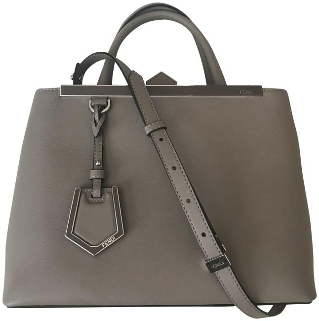 Fendi Petite 2jours Dove GrayTaupe Leather Satchel 