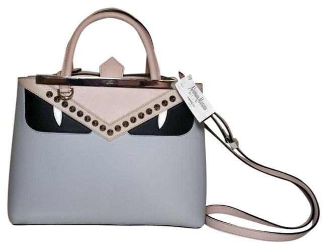 Fendi Petite 2jours Monster Tote Pearl Grey Soap Mu Calf Leather Satchel 