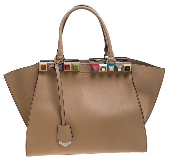 Fendi Petite Studded 3jours Beige Leather Satchel 