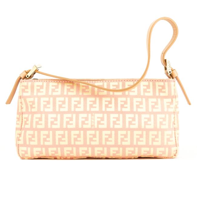 Fendi PinkYellow Small Zucchino Pochette 4079005 Pink Canvas Clutch 