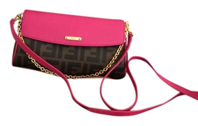Fendi Pouch Zucca Fuchsia Coated Canvas8.5 Cross Body Bag 