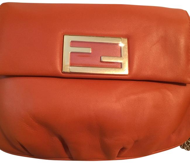 Fendi Pouchette Orange Calfskin Leather Cross Body Bag 