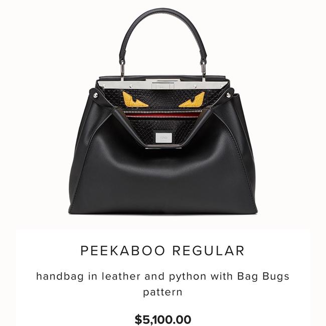 Fendi Python Peekaboo Monster Medium Black Leather Satchel 
