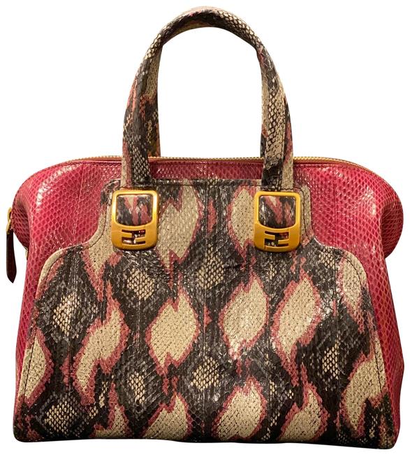 Fendi PythonSnakeskin Handbag Multi Snakeskin and Leather Satchel 
