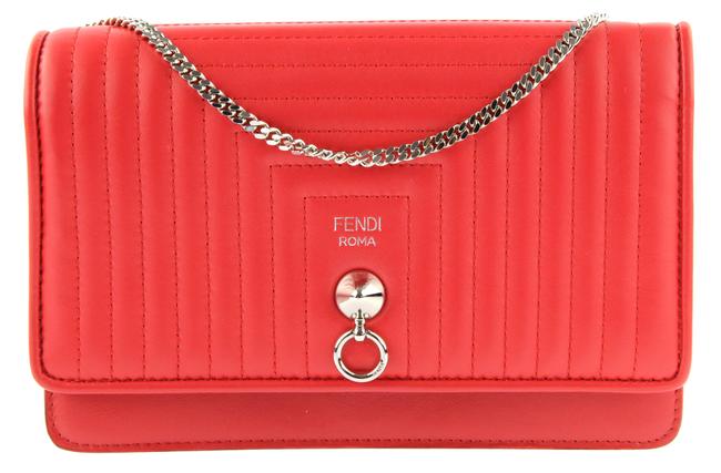 Fendi Quilted Wallet on chain Flame Leather Cross Body Bag 