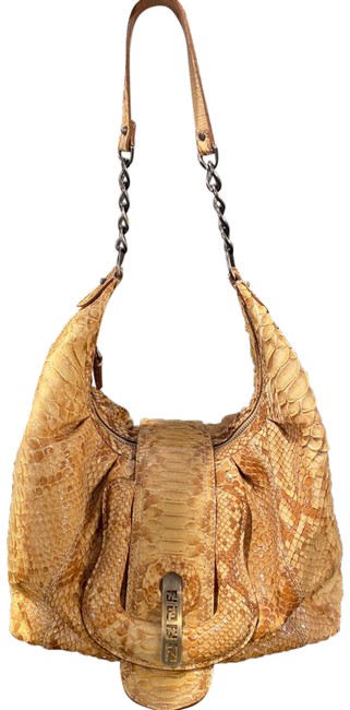 Fendi Rare Buckle Yellow Python Hobo Bag 