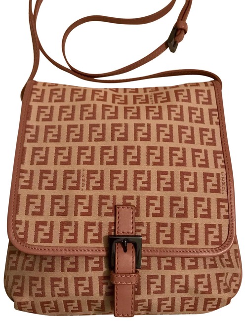 Fendi Reserved Pink Canvas and Leather Cross Body Bag 