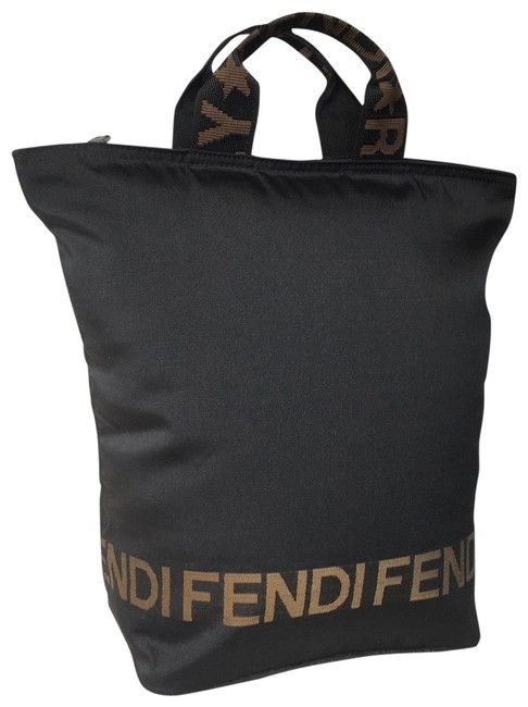 Fendi Tote Roma 1925 Black Canvas Satchel 