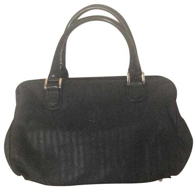 Fendi Roma Made In Italy Black Leather Satchel 