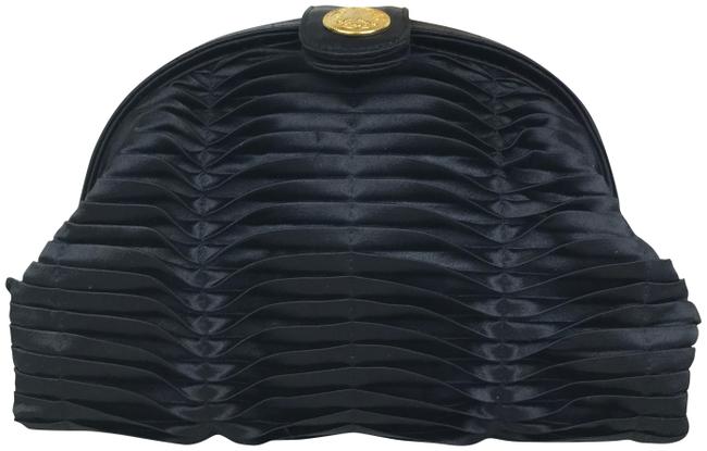 Fendi Roman Ruched Coin #27711 Sale Black Satin Clutch 
