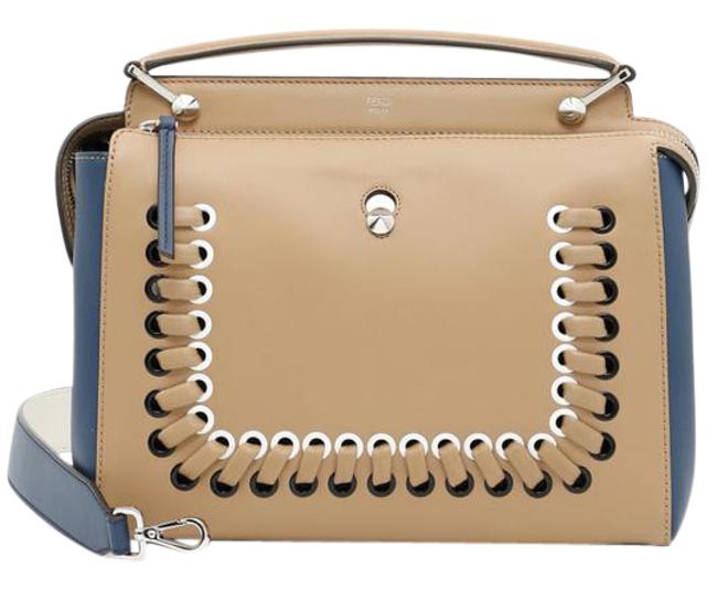 Fendi Runway Dotcom TanBlue Leather Satchel 