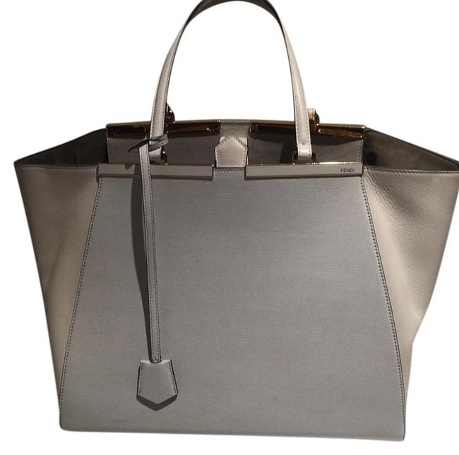 Fendi Sac 2 Jours Off White Grey Suede Interior Leather Satchel 