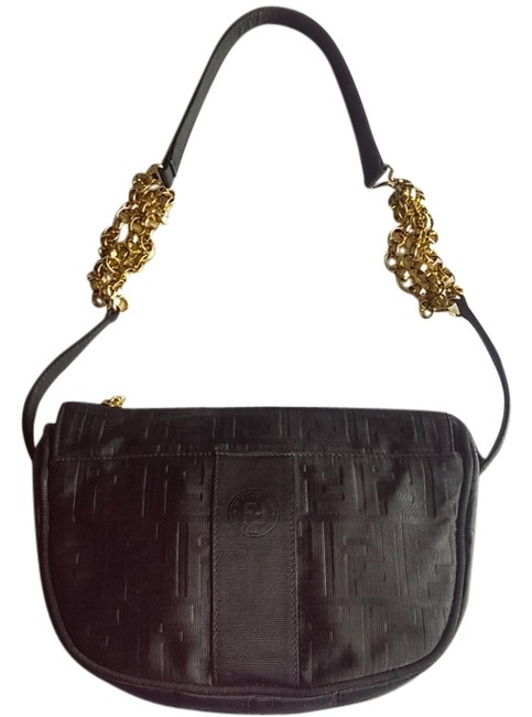 Fendi S.a.s. Italy Black Canvas Cross Body Bag 