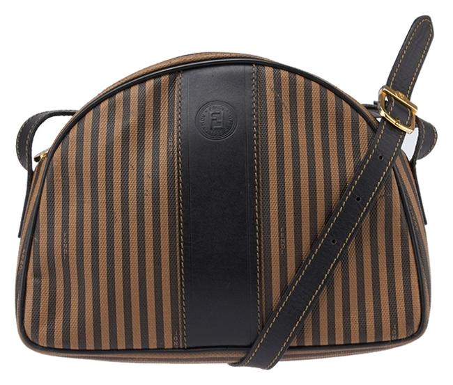 Fendi Sas Vintage 38670 Brown Coated CanvasLeather Cross Body Bag 