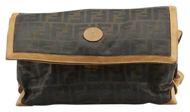 Fendi S.a.s. Vintage Zucca 5903 Brown Coated Canvas Cross Body Bag 