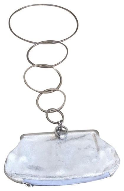 Fendi With Hoop Strap Silver Clutch 