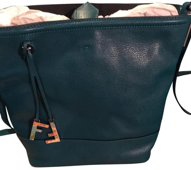 Fendi Secchiello Piccolo VitelloJungle  Palladio Teal Leather Hobo Bag 