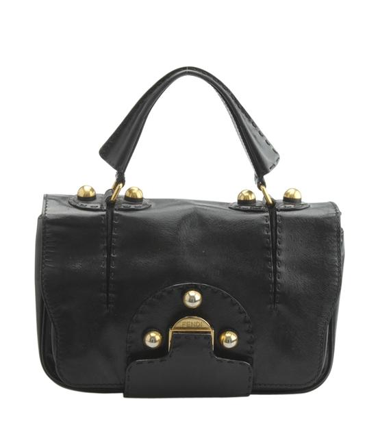Fendi Secret Code 147425 Black Xleather Satchel 