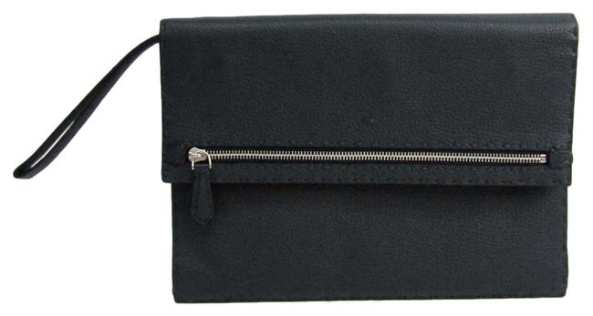 Fendi Selleria 7av376 Men Unisex Navy Leather Clutch 