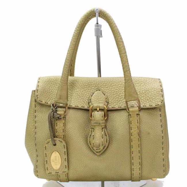 Fendi Selleria 867181 Gold Leather Satchel 