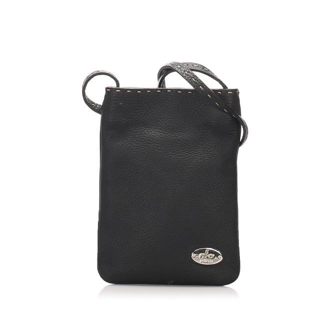 Fendi Selleria Black Leather Cross Body Bag 