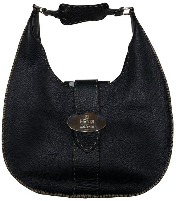 Fendi Selleria Black Leather Hobo Bag 