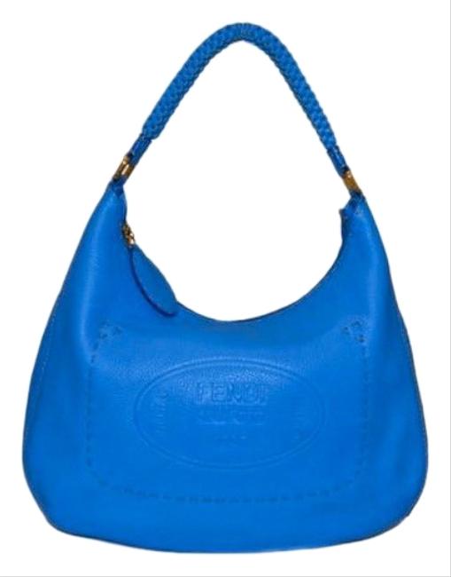 Fendi Selleria Blue Leather Hobo Bag 