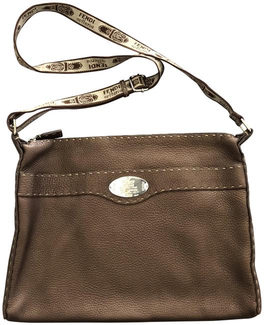 Fendi Selleria BronzeBrown Leather Cross Body Bag 