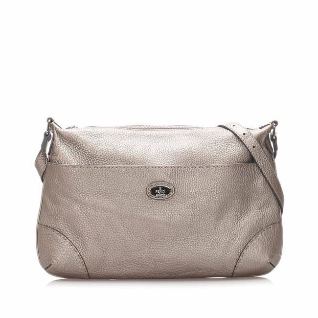 Fendi Selleria Gray Leather Cross Body Bag 