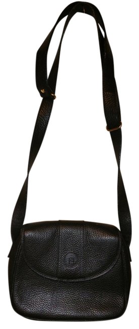 Fendi Selleria Handbag Black Leahter Cross Body Bag 