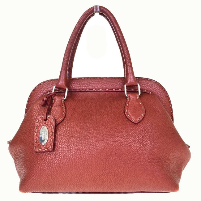 Fendi Selleria #1374f11 Red Leather Satchel 
