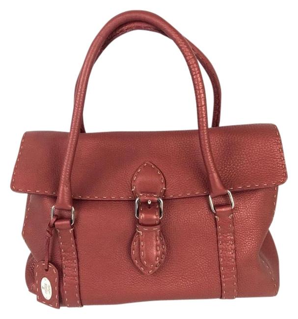 Fendi Selleria Linda Bordeaux Leather Satchel 