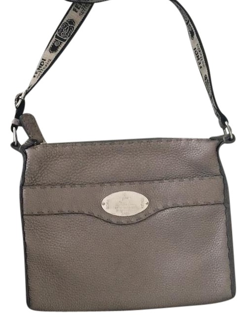 Fendi Messenger Selleria Pewter Calf Leather Cross Body Bag 