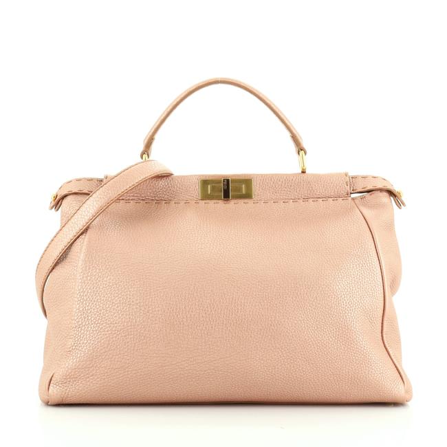 Fendi Selleria Peekaboo Large Metallic Pink Leather Satchel 