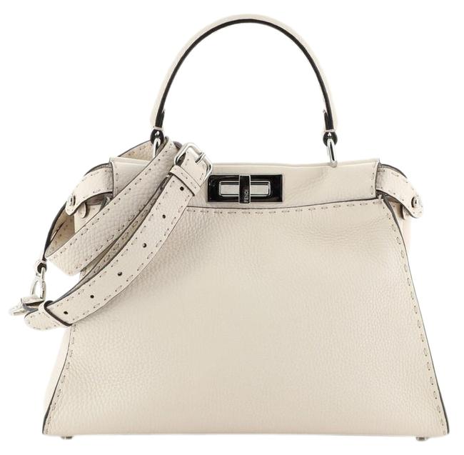 Fendi Selleria Peekaboo Regular Neutral Leather Satchel 