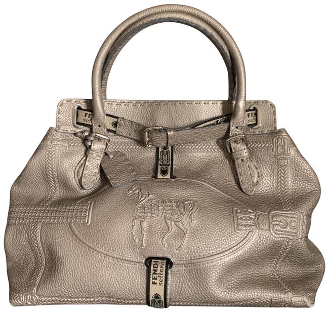 Fendi Selleria Pewter Leather Satchel 