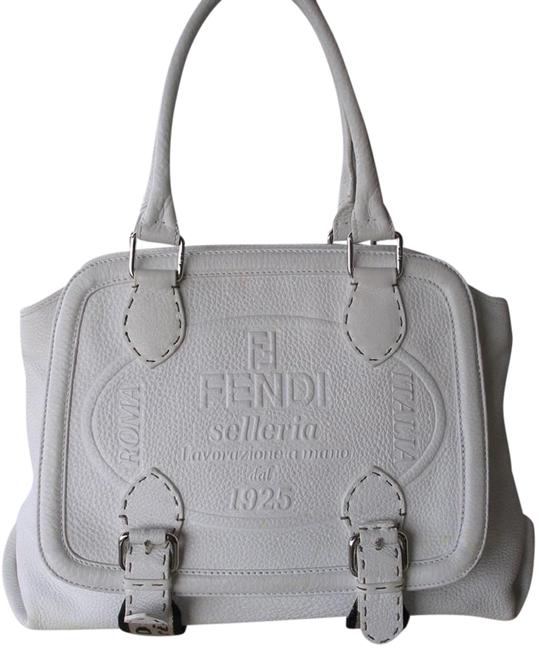Fendi Selleria Romano Equestrian Saddle White Leather Satchel 